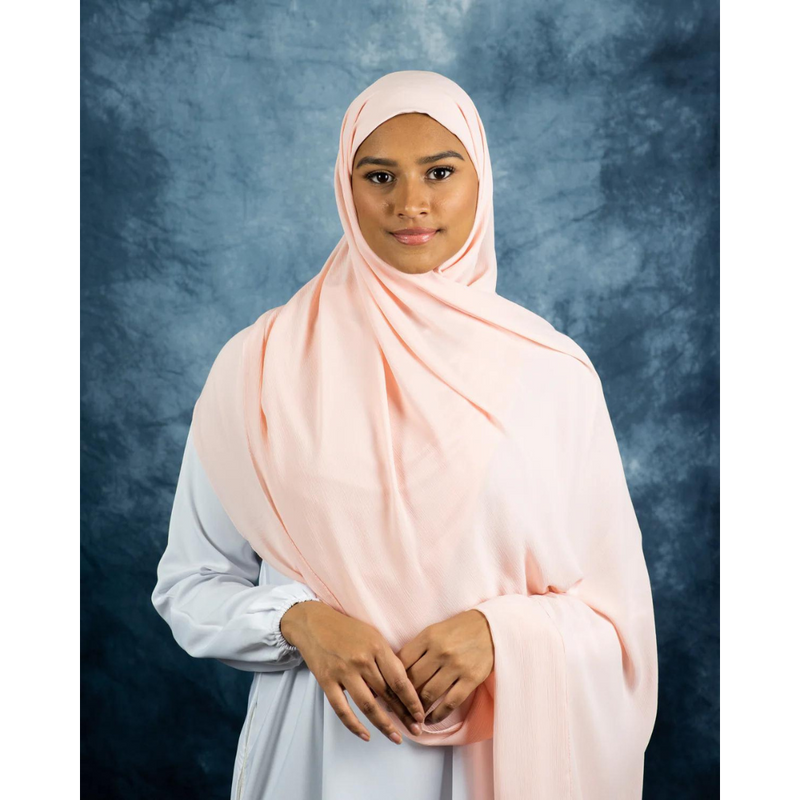 Blush Pink Silk Crinkle Chiffon Hijab