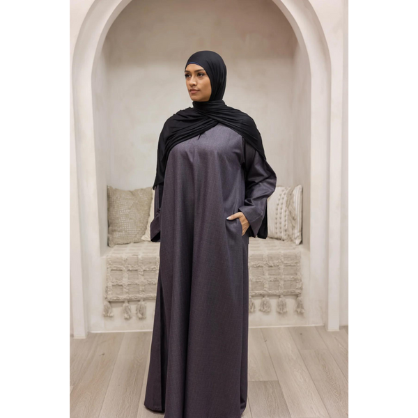 Luxury Linen Abaya in Midnight Onyx