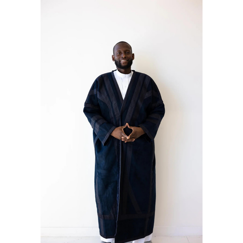 Syrian Farwa Coat with Hoodie - Space Black