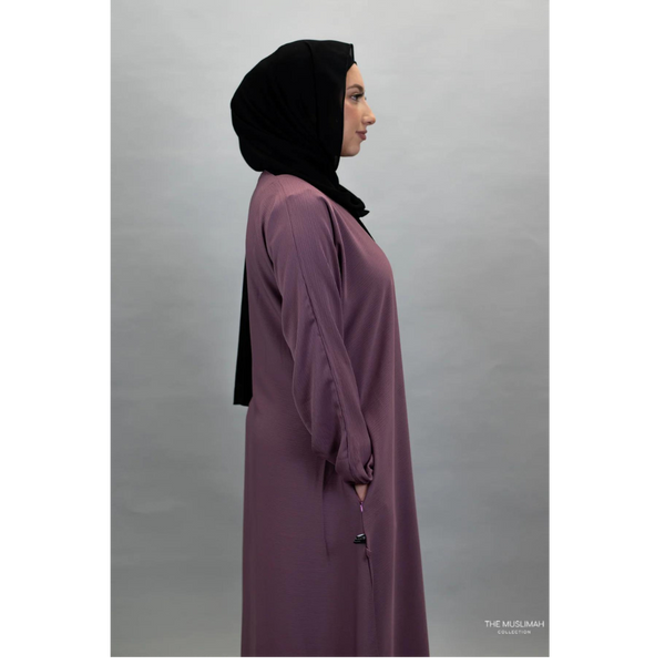 Sawda Textured Crepe Abaya Dusty Pink