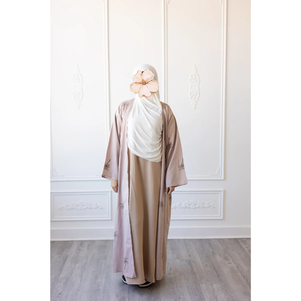 CLEARANCE SALE Linen Embroidered Palm Tree Design (Blush)