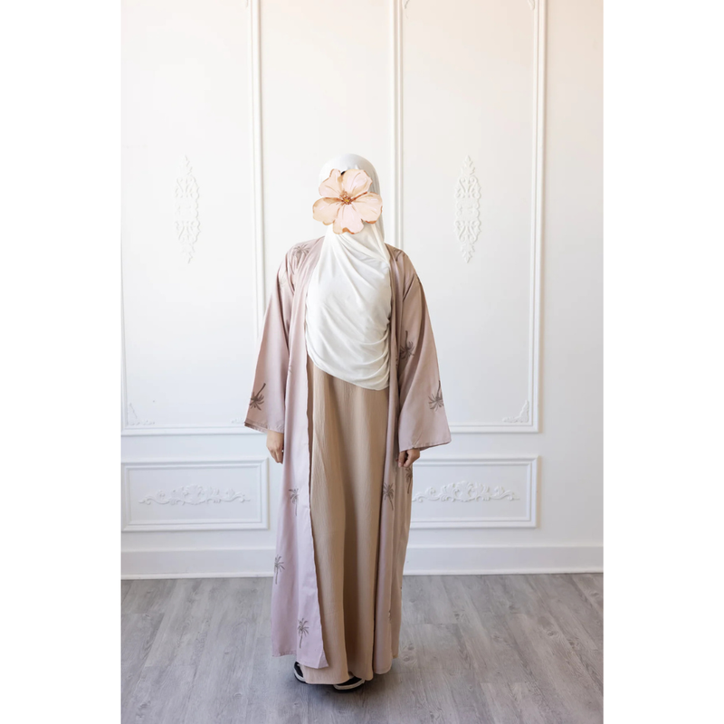 CLEARANCE SALE Linen Embroidered Palm Tree Design (Blush)