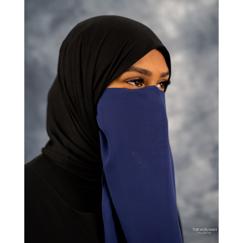 Elastic Half Niqab (Luxury Navy Blue)