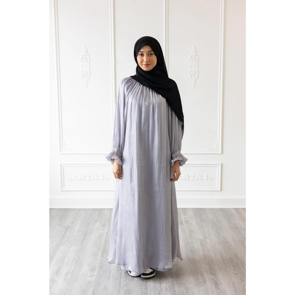 Puff Sleeve Glam Abaya - Platinum
