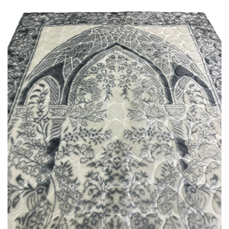 Grey & White Oriental Design Prayer Mat