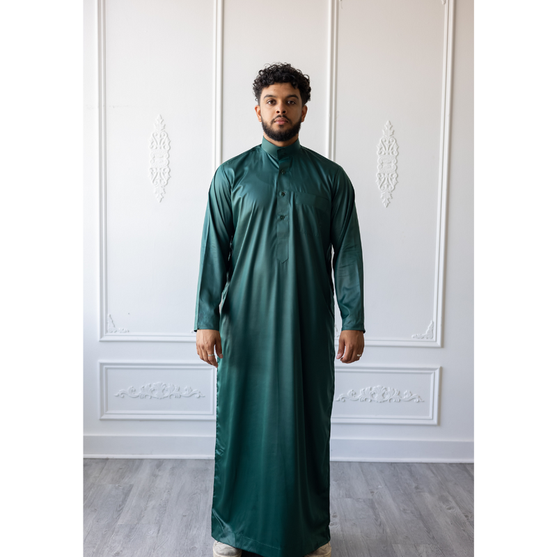Saudi Collared Thobe (Emerald Green)
