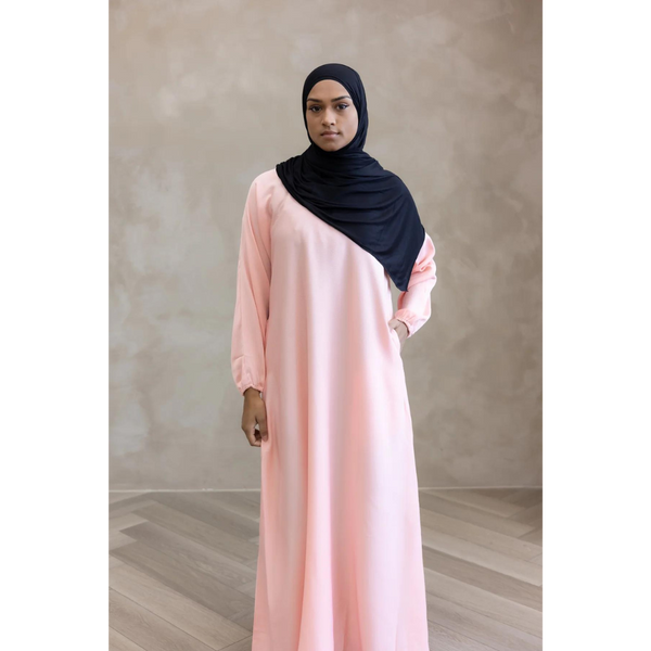 Sawda Textured Crepe Abaya Coral Pink