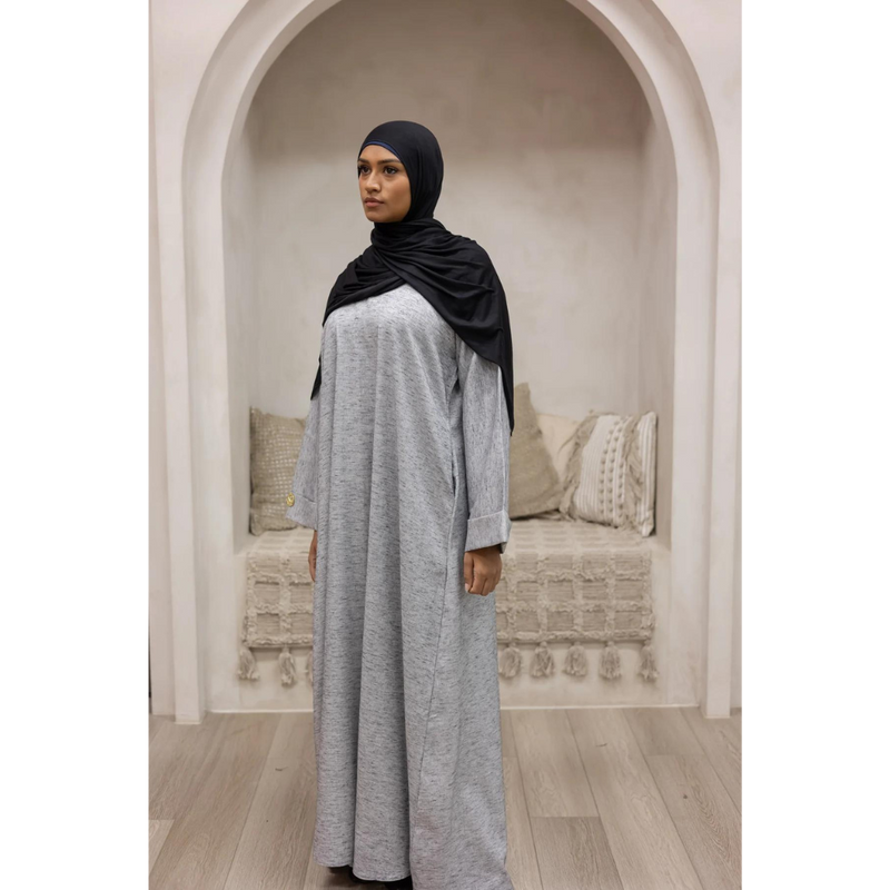 Luxury Linen Abaya in Smoky Quartz