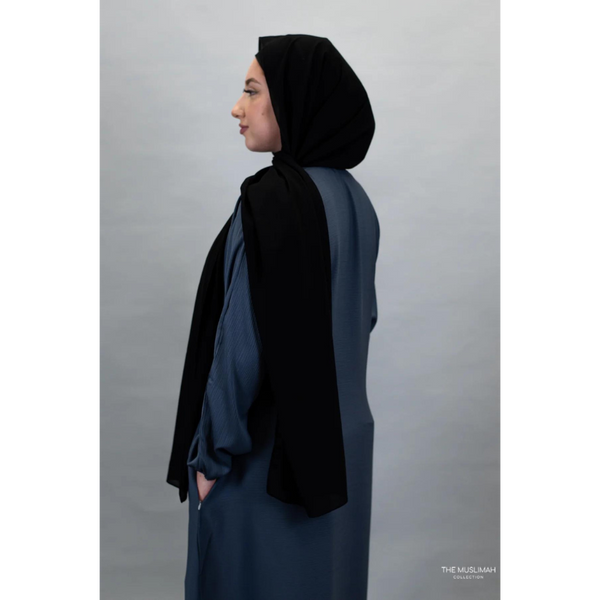 Sawda Textured Crepe Abaya - Dark Grey