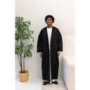 Pure Black Syrian Farwa Coat with Hoodie - Boys