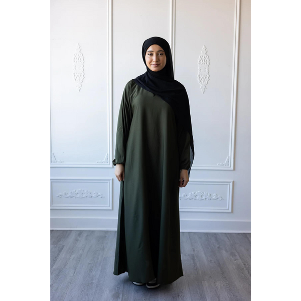 Sawda Textured Crepe Abaya (Mountain Pine)