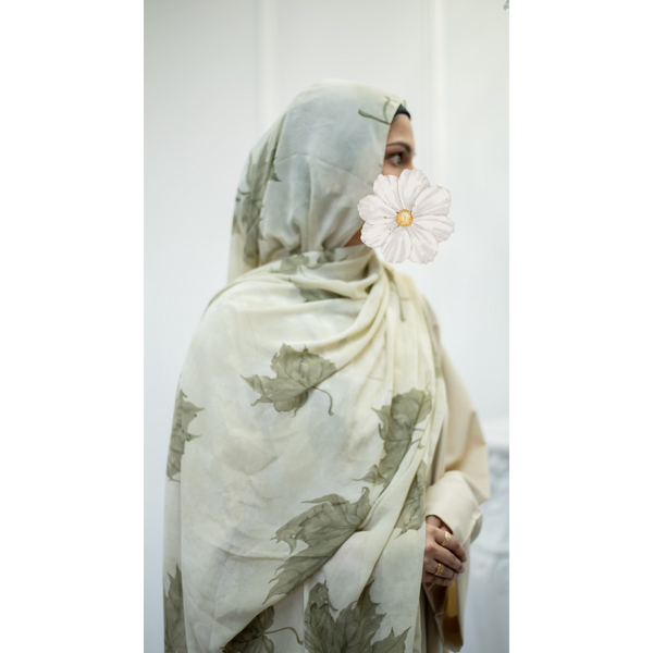 Printed Chiffon Hijab - Style 53 Maple Verde