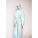 CLEARANCE SALE Pleated Crepe Abaya - Teal Mist  (SIZE 58)- 63,64