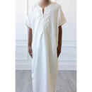 Moroccan Short Sleeve Kids-Boys Thobe (Pearl White)