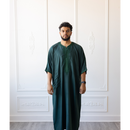 Moroccan 3/4 Sleeve Thobe (Dark Forest Green)