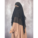 Chiffon Three Layered Princess Khimar - Black (C52)