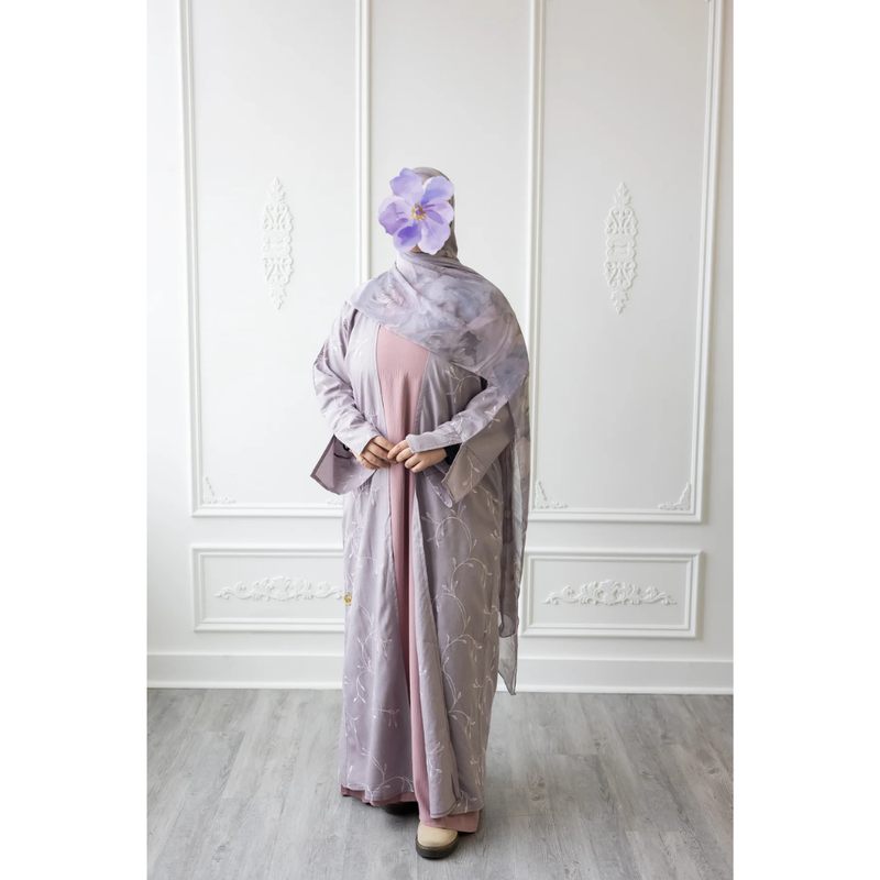 CLEARANCE SALE  Linen Embroidered Vine Design (Wisteria)