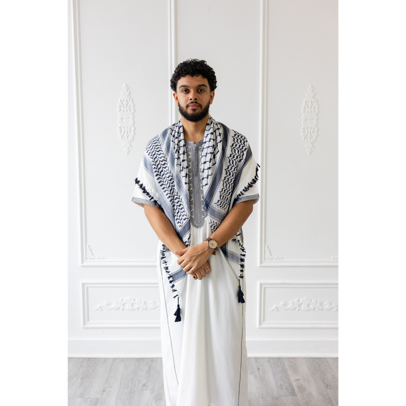 Black and White Patterned Imamah