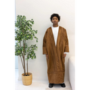 Mustard Brown Syrian Farwa Coat with Hoodie