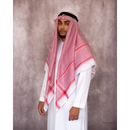 Premium Saudi Style Red and White Imamah/Shemagh/Keffiyyah Arab Men's Scarf