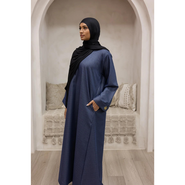 Luxury Linen Abaya (Midnight Sapphire)