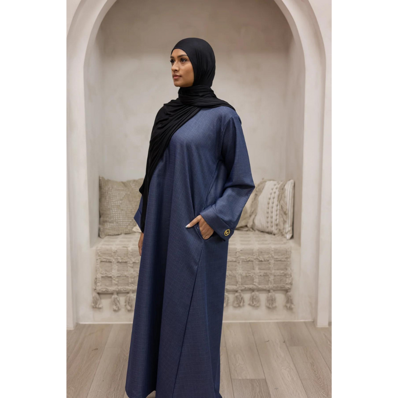 Luxury Linen Abaya (Midnight Sapphire)
