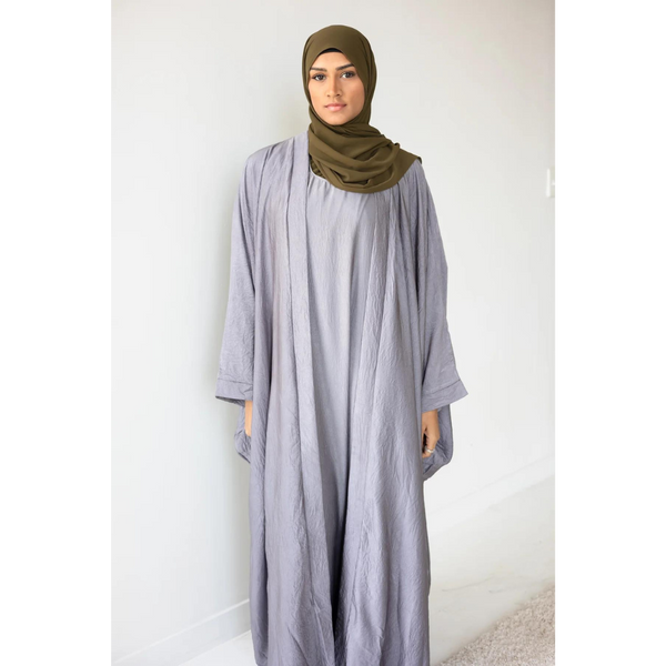 Slip Dress and Loose Fit Abaya (Silver Lining)