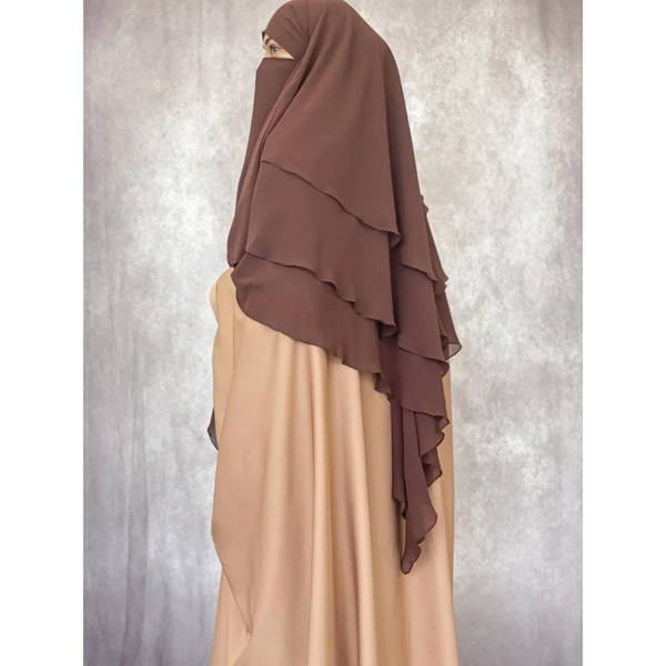 Chiffon Three Layered Princess Khimar Coffee