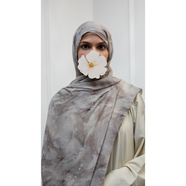 Printed Chiffon Hijab - Dusky Bloom (Style 29)