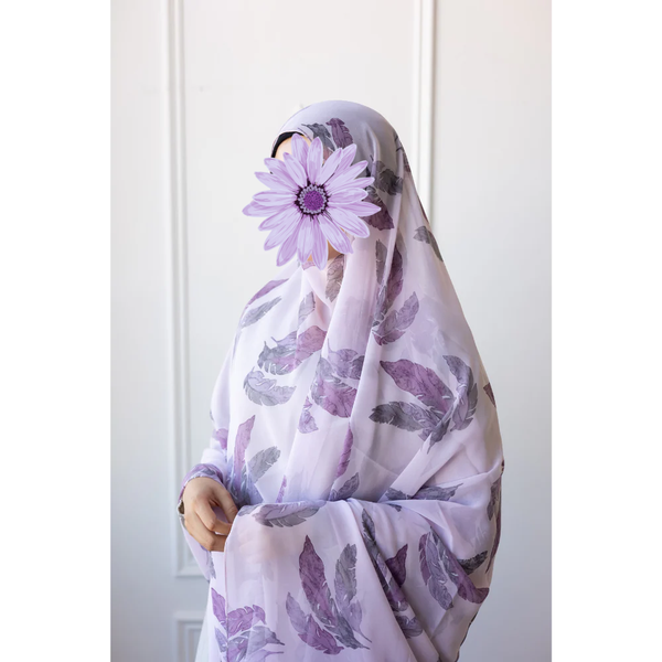 Printed Chiffon Hijab (Purple Acacia)