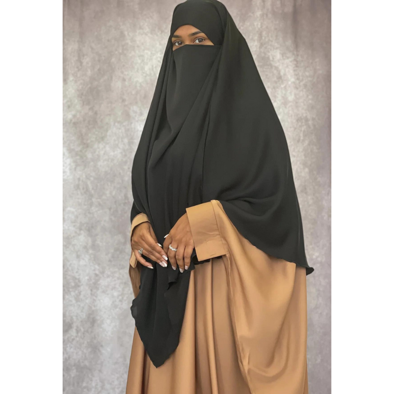 Black Two in One Niqab Khimar