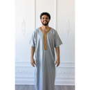 Moroccan Short Sleeve Thobe (Wolf Grey)