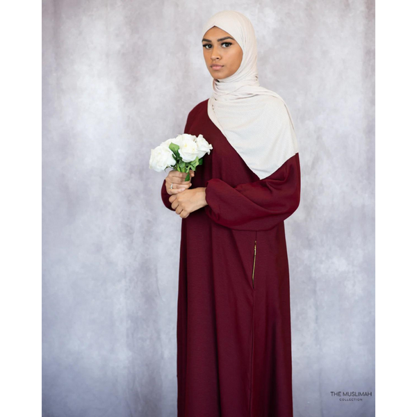 Sawda Textured Crepe Abaya (Maroon)