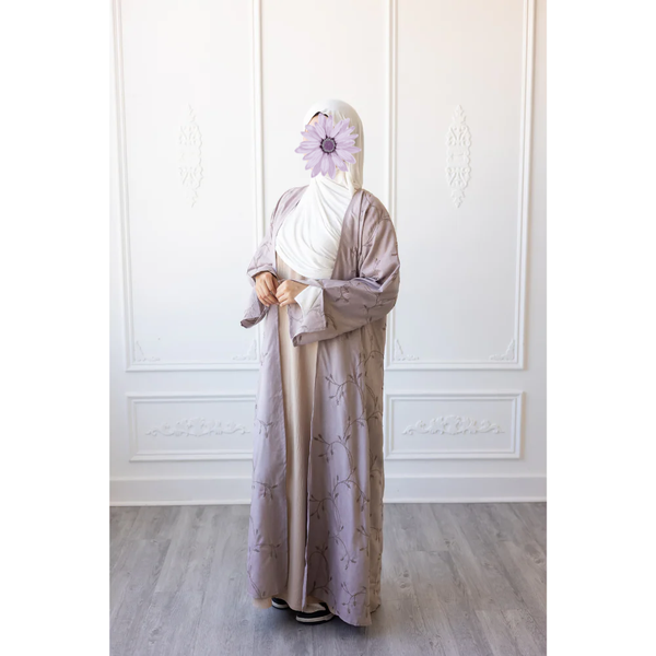 Linen Embroidered Vine Design (Velvet Rose)