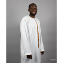 Embroidered Custom Made Emirati Thobe Style (White and Gold)