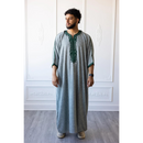 Moroccan 3/4 Sleeve Thobe - Sea Mist