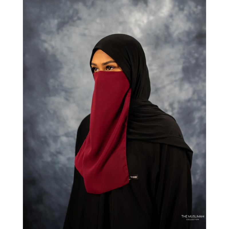 Luxury Maroon Elastic Half Niqab
