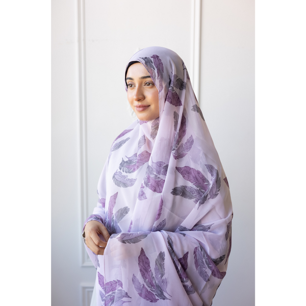 Printed Chiffon Hijab (Purple Acacia)