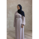 CLEARANCE SALE Sawda Pleated Glam Abaya with Stone Belt (Mink)