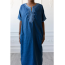 Moroccan Short Sleeve Kids-Boys Thobe (Rhino Blue Striped)