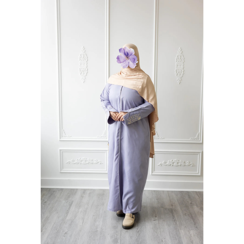 CLEARANCE SALE - Linen Embroidered Sleeve Vine Design (Wisteria)