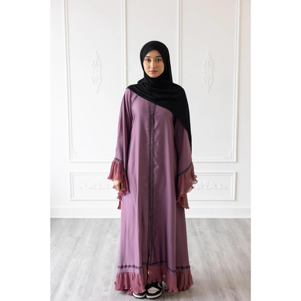 Ruffle Sleeve Glam Abaya (Cherry Blossom)