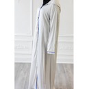 CLEARANCE SALE Moroccan Abaya White With Blue Embroidery