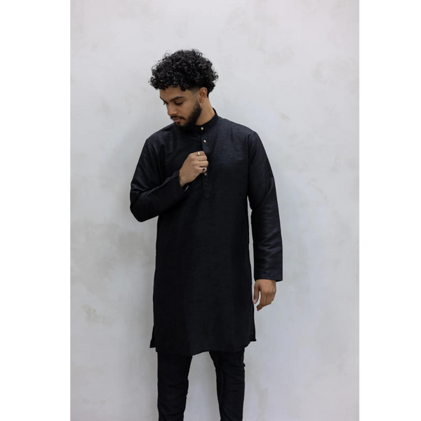 Two Piece Suit Straight Fit Pakistani Kurta - Black