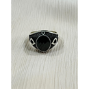 Teardrop Obsidian Sterling Silver Mens Islamic Ottoman Ring