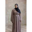 CLEARANCE Sale * No Belt* Sawda Pleated Abaya with Stone Belt (Truffle)