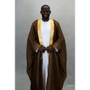 Embroidered Thobe Overcoat Arab Bisht Cloak Coffee Brown