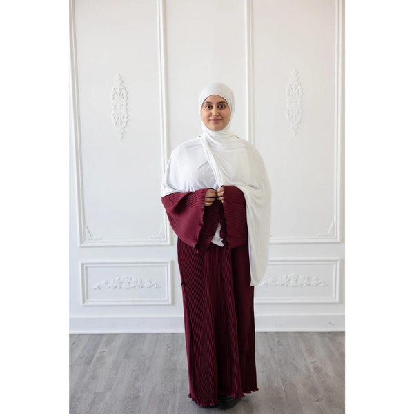 Pleated Plain Abaya Maroon