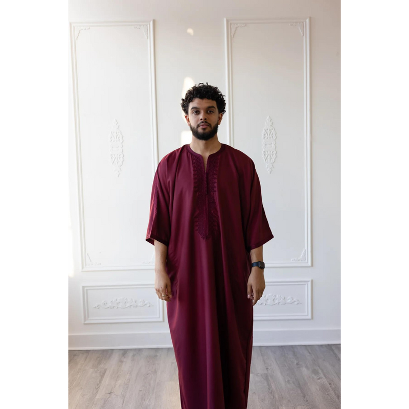 Moroccan 3/4 Sleeve Thobe - Mulberry