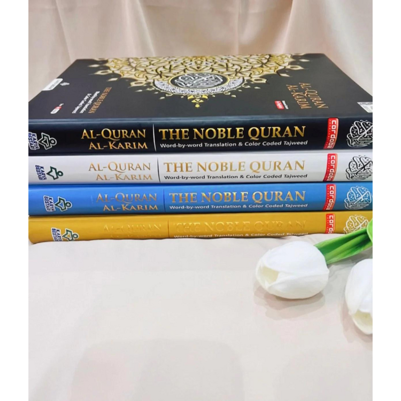 Four Bundle Al Quran Al Kareem Maqdis Word-by-Word Translation Colour Coded Tajweed A4 Large Mushaf